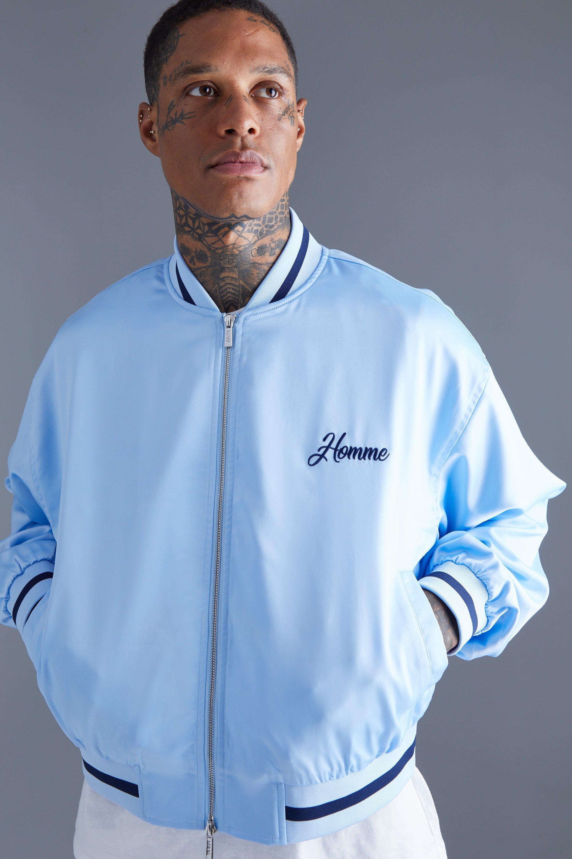 Homme Boxy Satin Souvenir Jacket boohoo USA